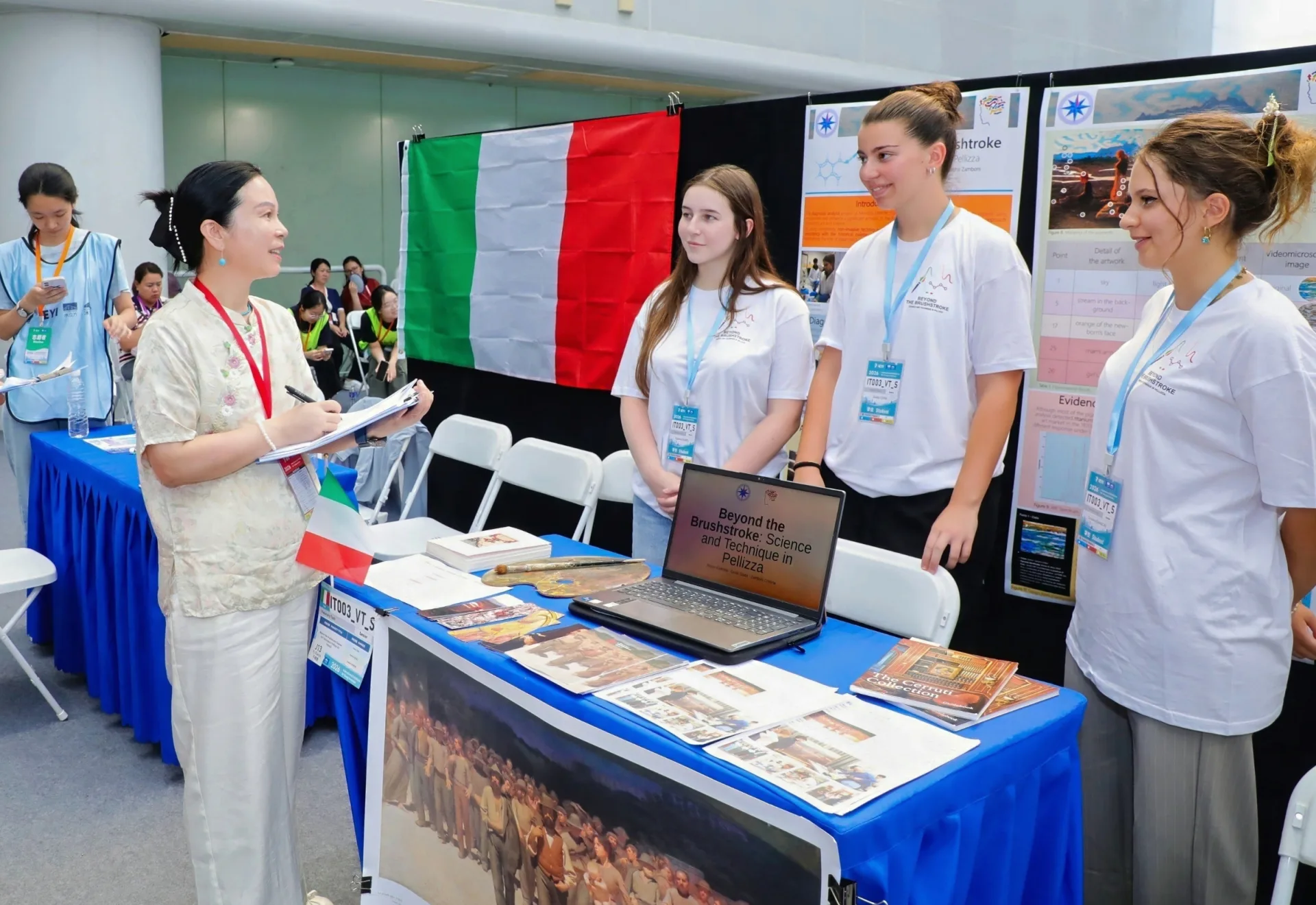 Team Italy presents their Beyond the Brushstroke project to a judge